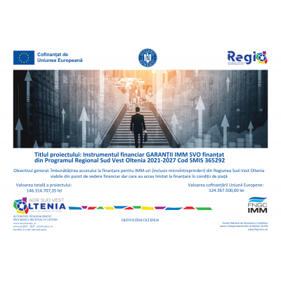  Lansarea proiectului „Instrumentul financiar GARANȚII IMM SVO finantat din Programul Regional Sud Vest Oltenia 2021-2027